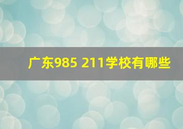 广东985 211学校有哪些